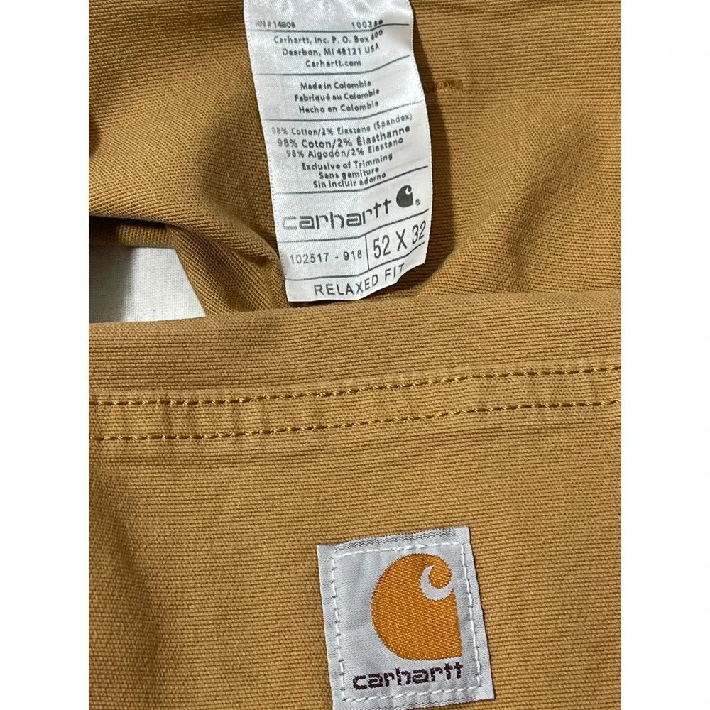 NEW Carhartt Men 46x33 (tag 52) Relaxed Fit Rugged Flex‎ Work Pants Golden Brown